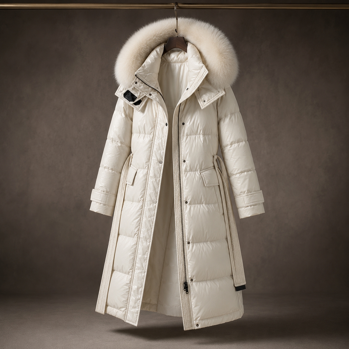 Guinevere™ | Women's Puffer Coat Longline Faux Fur Hood