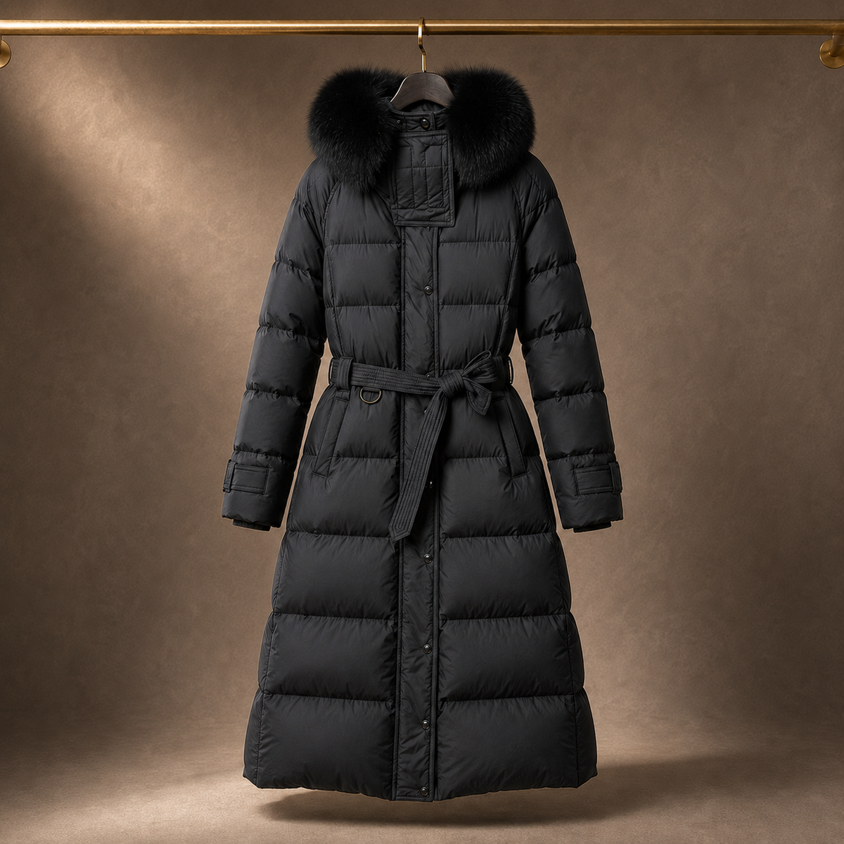 Guinevere™ | Women's Puffer Coat Longline Faux Fur Hood