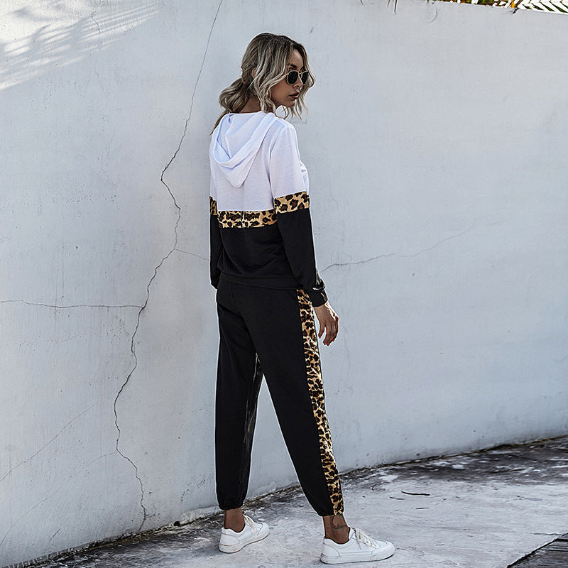 Marcella™ | Women's Colorblock Tracksuit Set Leopard Trim