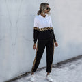 Marcella™ | Women's Colorblock Tracksuit Set Leopard Trim