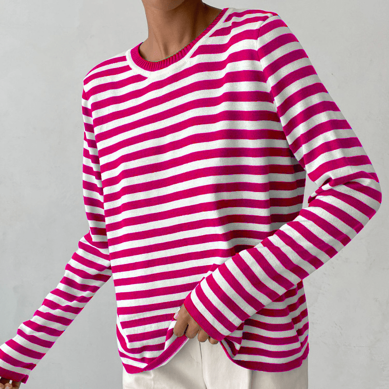 Odessa™ | Women's Striped Cotton Sweater Crew Neck