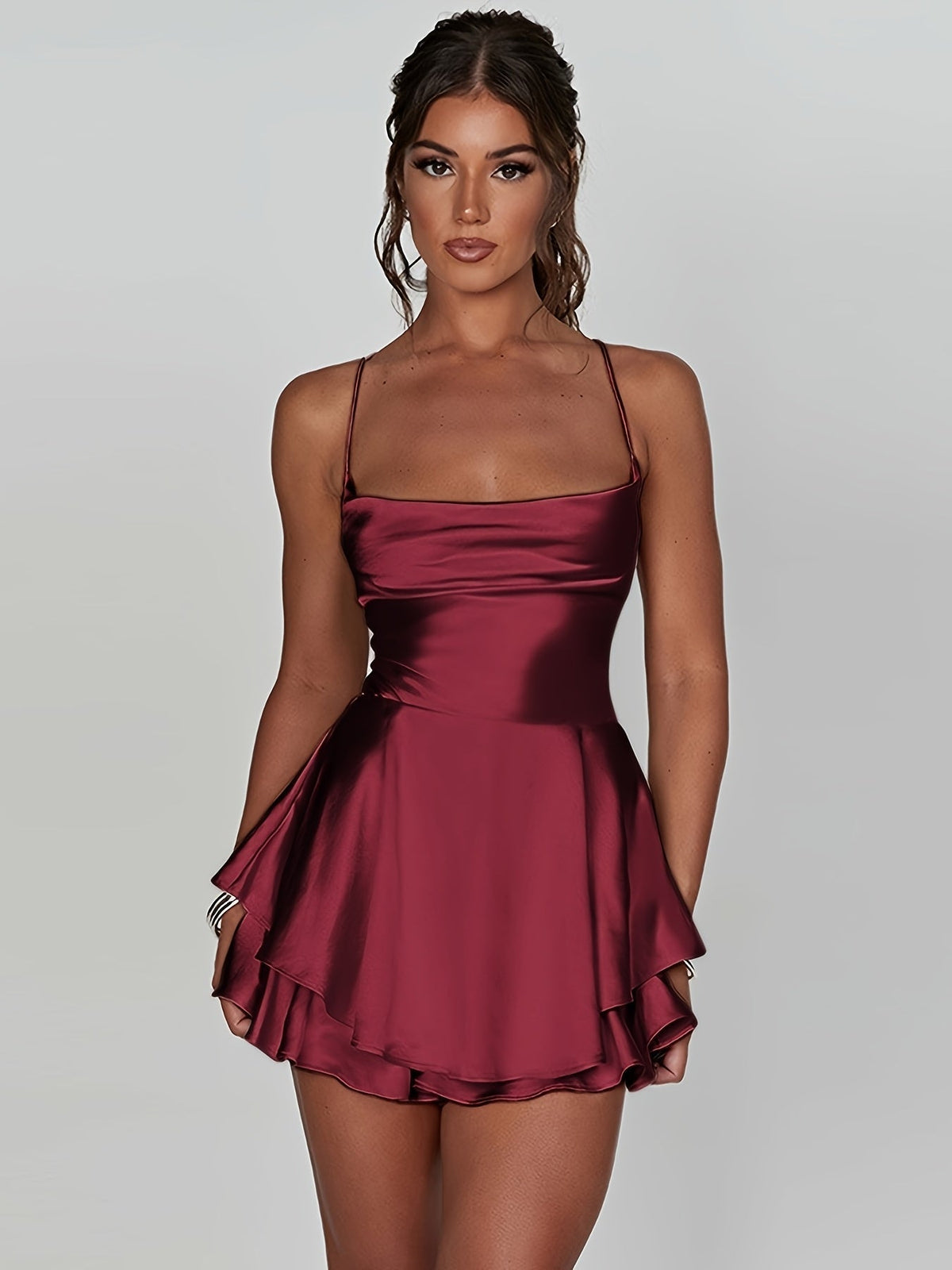 Rosabelle™ | Women’s Mini Dress Satin Tiered Fit And Flare