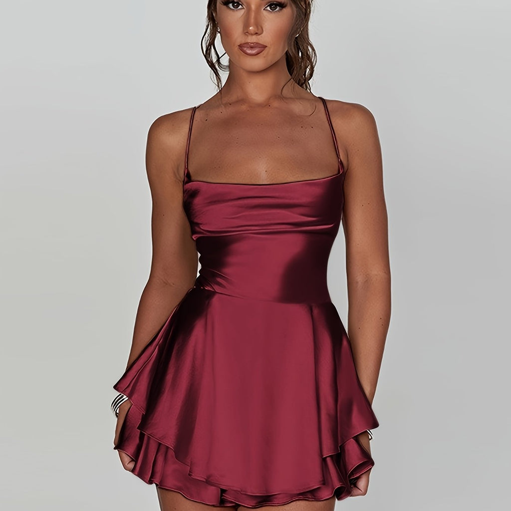 Rosabelle™ | Women’s Mini Dress Satin Tiered Fit And Flare