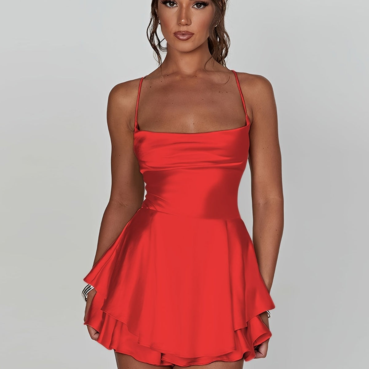 Rosabelle™ | Women’s Mini Dress Satin Tiered Fit And Flare