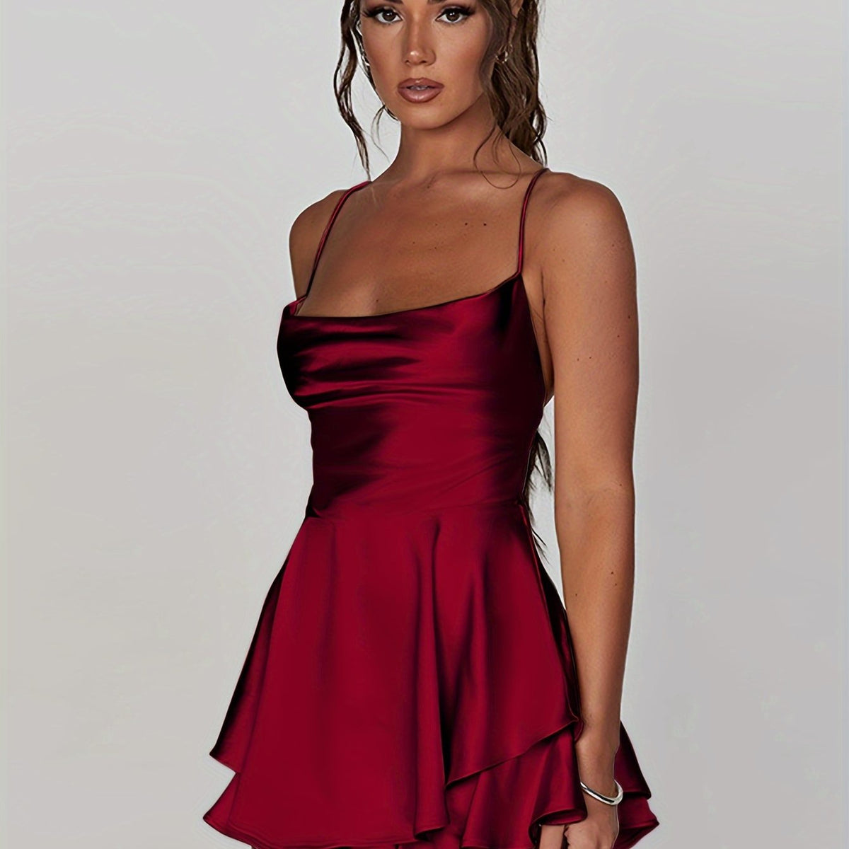 Rosabelle™ | Women’s Mini Dress Satin Tiered Fit And Flare