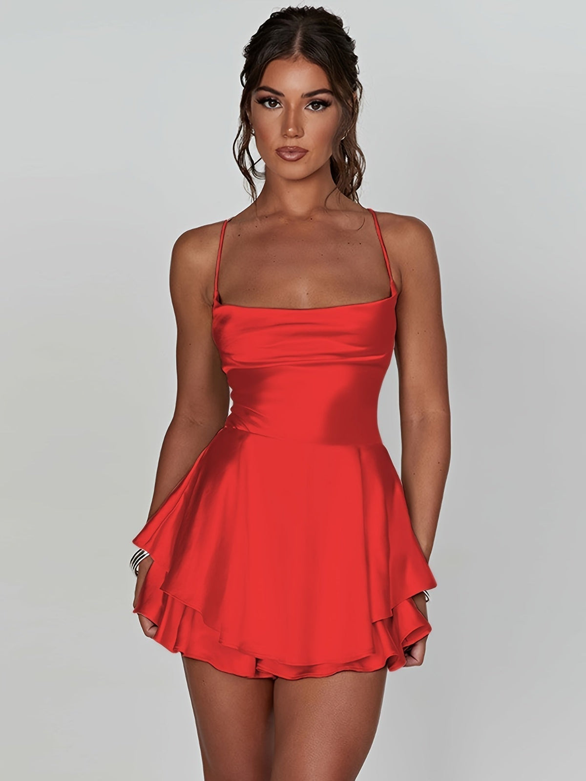 Rosabelle™ | Women’s Mini Dress Satin Tiered Fit And Flare