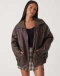 Marisol™ | Women's Bomber Jacket Faux Leather Zip Front