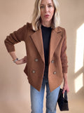 Cordelia™ | Women's Double Breasted Blazer Knit Sleeve
