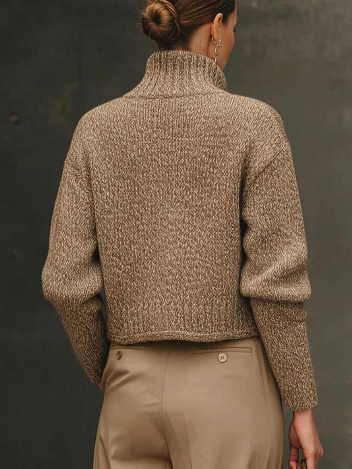 Verity™ | Women's Heathered Knit Cropped Cardigan Stand Collar