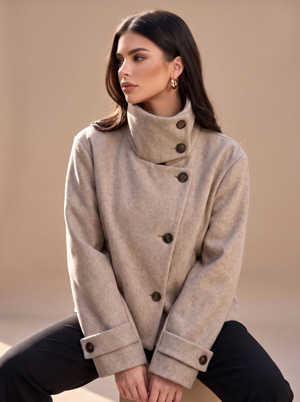 Théodora™ | Women's Cropped Wool Jacket Asymmetric